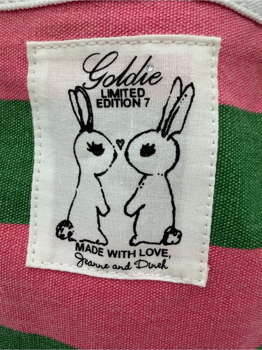 Goldie 7 Jeanne & Dineh Limited Edition Y2K Pink Green Striped Canvas Tote